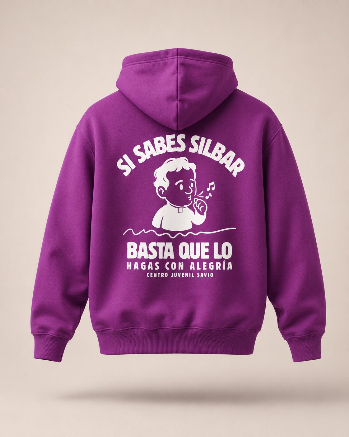 Sudadera Sabes Silbar morada espalda